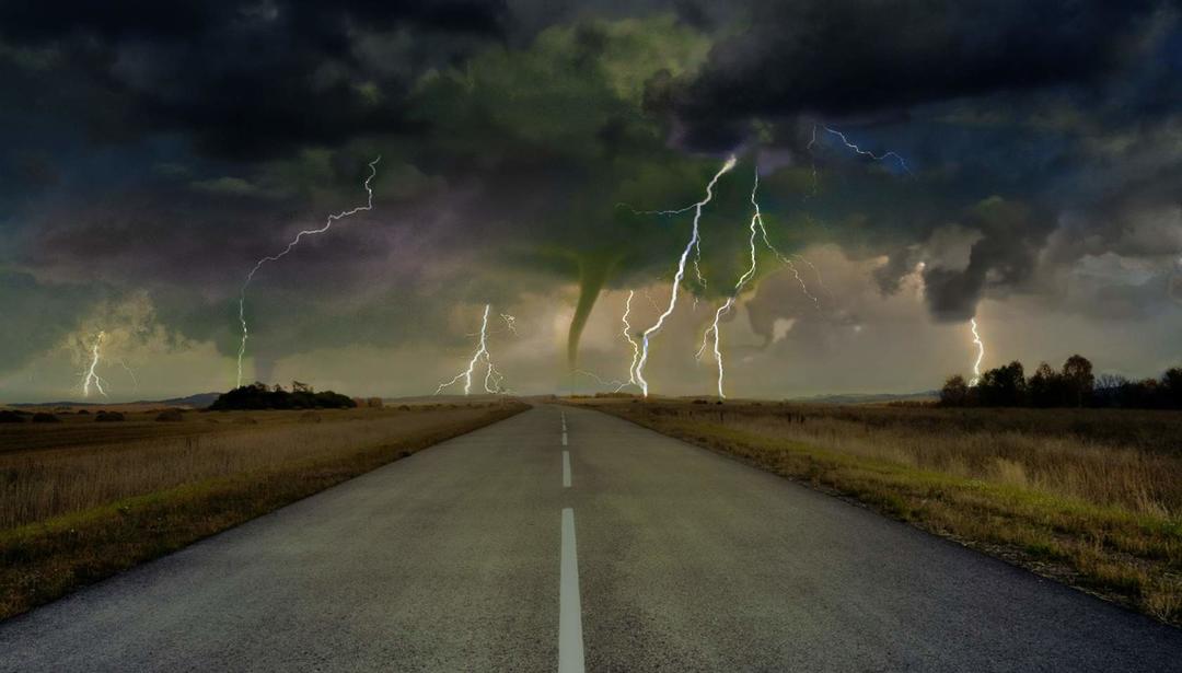 tornados at then end of a road