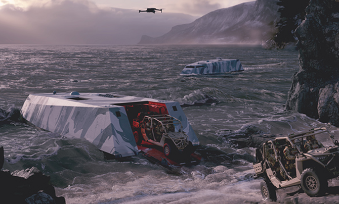 Sea Dagger pulling up to the sand from the water