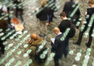 concept image shows crowd of people using their electronic devices and giving away their data unknowingly