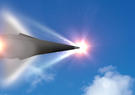 Illustration of hypersonic weapon flying through the sky