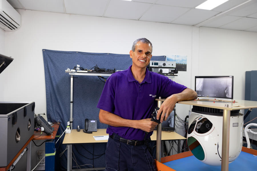 Engineer smiling at his workplace