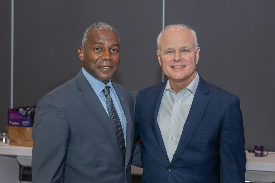 Hampton University President Darrell K. Williams and Leidos CEO Tom Bell