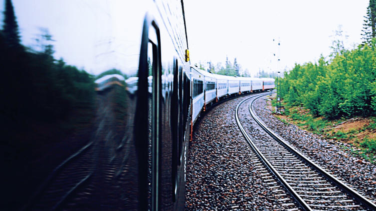 Train going down the tracks