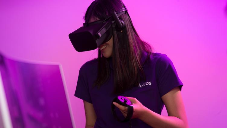 woman wearing VR headset