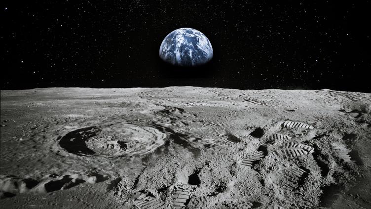 View of Earth from the Moon's surface