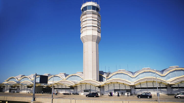 front of large airport